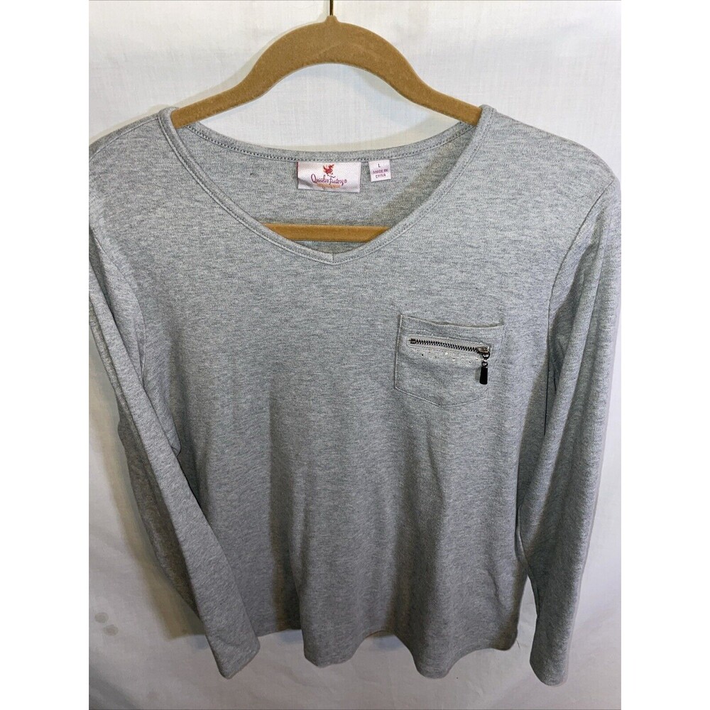 Quacker Factory Women’s Casual Blouse Size Large Gray Comfort Going Out Party